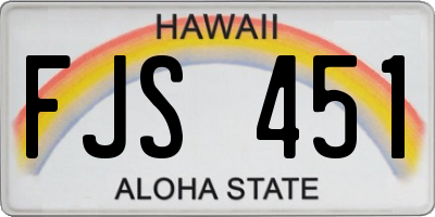 HI license plate FJS451