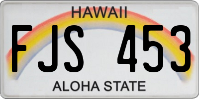 HI license plate FJS453