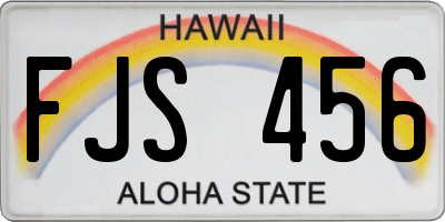 HI license plate FJS456