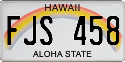 HI license plate FJS458