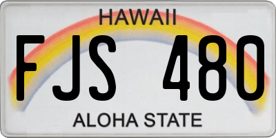 HI license plate FJS480