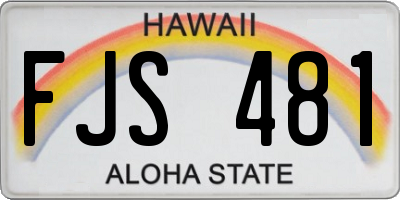 HI license plate FJS481
