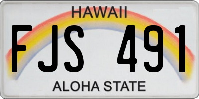 HI license plate FJS491