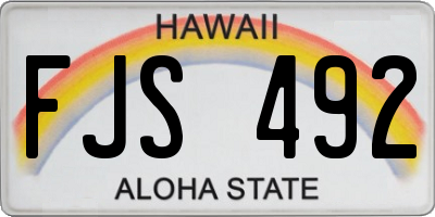 HI license plate FJS492