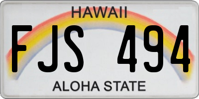 HI license plate FJS494