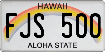HI license plate FJS500