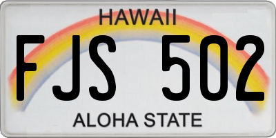 HI license plate FJS502