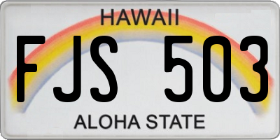 HI license plate FJS503