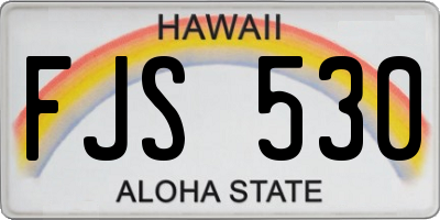 HI license plate FJS530