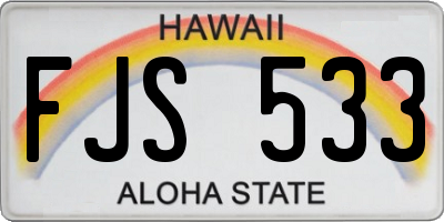 HI license plate FJS533
