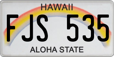 HI license plate FJS535