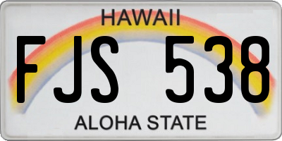 HI license plate FJS538