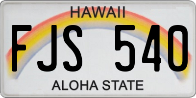 HI license plate FJS540