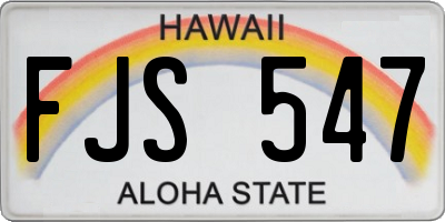 HI license plate FJS547