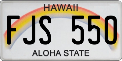 HI license plate FJS550