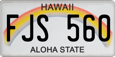 HI license plate FJS560
