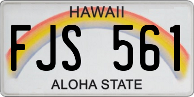 HI license plate FJS561