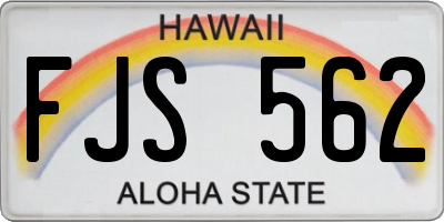 HI license plate FJS562