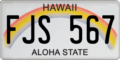 HI license plate FJS567