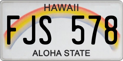 HI license plate FJS578