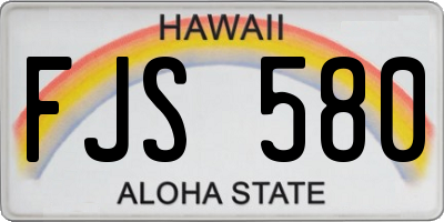 HI license plate FJS580