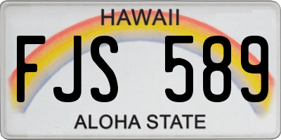 HI license plate FJS589