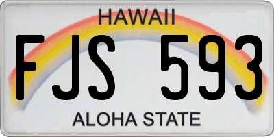 HI license plate FJS593