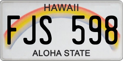 HI license plate FJS598