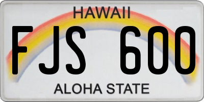 HI license plate FJS600