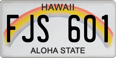 HI license plate FJS601