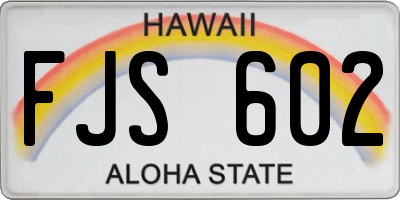 HI license plate FJS602