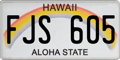 HI license plate FJS605
