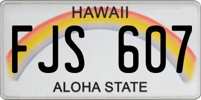 HI license plate FJS607