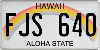 HI license plate FJS640