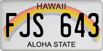 HI license plate FJS643