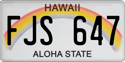 HI license plate FJS647