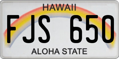 HI license plate FJS650