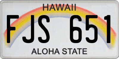 HI license plate FJS651
