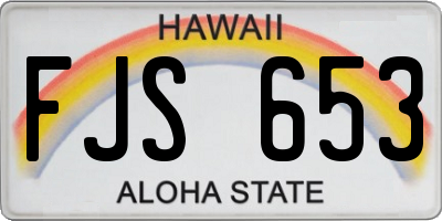 HI license plate FJS653