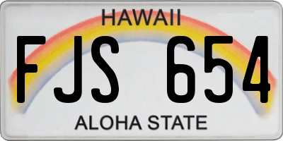 HI license plate FJS654