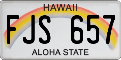 HI license plate FJS657
