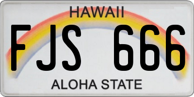 HI license plate FJS666