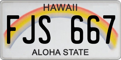 HI license plate FJS667