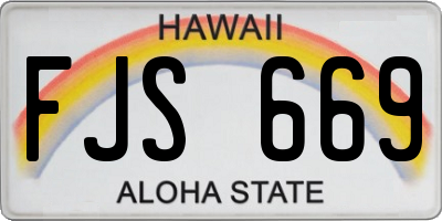 HI license plate FJS669