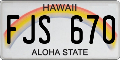 HI license plate FJS670