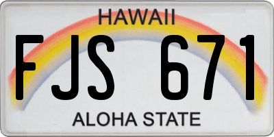 HI license plate FJS671