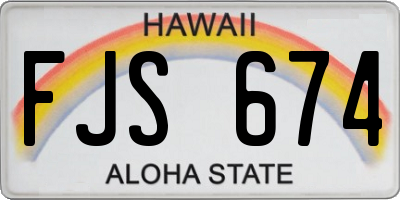 HI license plate FJS674