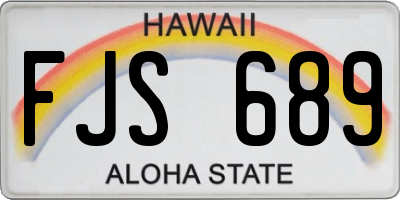 HI license plate FJS689
