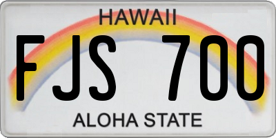 HI license plate FJS700