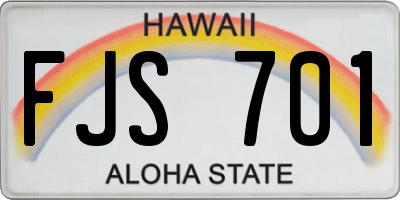 HI license plate FJS701